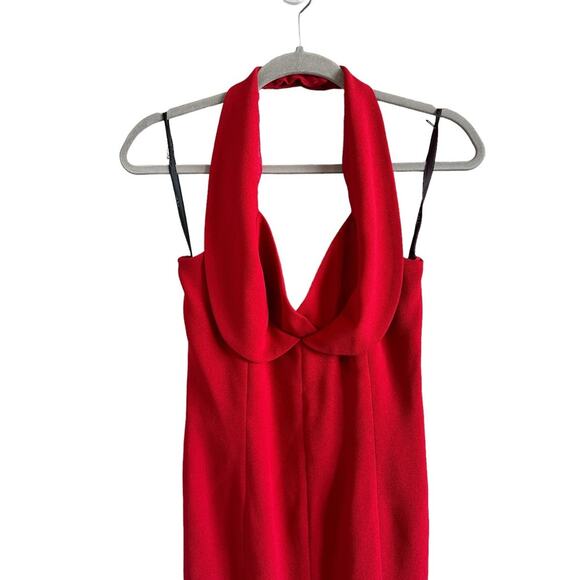 Nicole Miller Women's 10 Red Sexy Sleeveless Zip Up Halter Neck Mini Dress - Picture 3 of 8